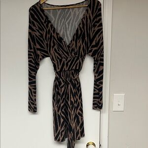Tart Brown and Black Zebra-Print Wrap Dress